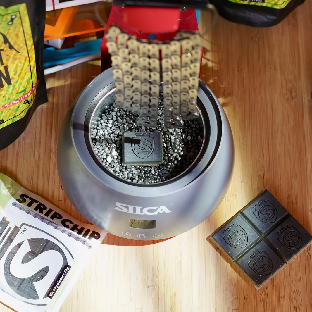 the one stop shop silca chain waxing station, including drip tray, heating element and hanging rack