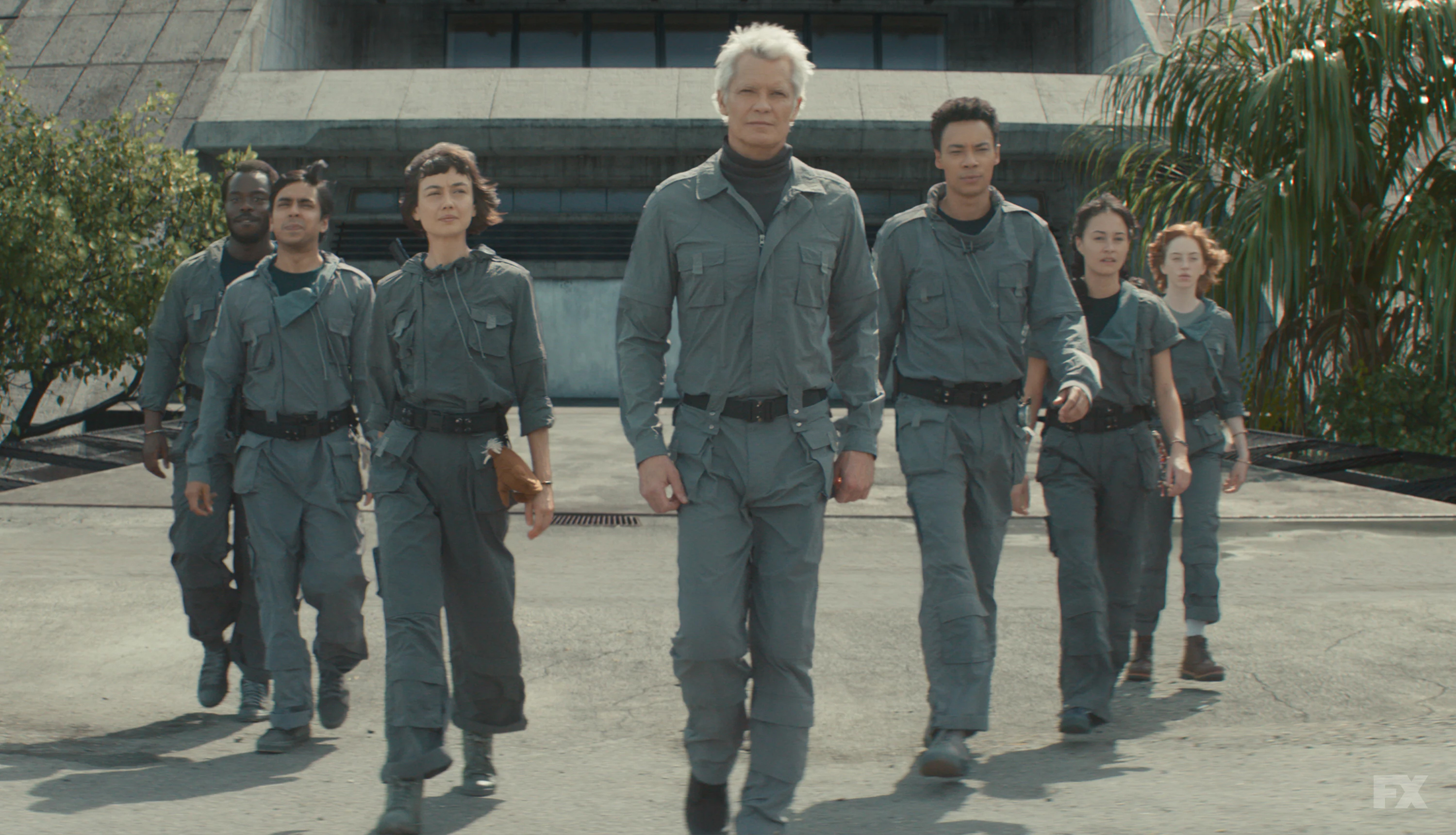 Timothy Olyphant and his team in Alien Earth
