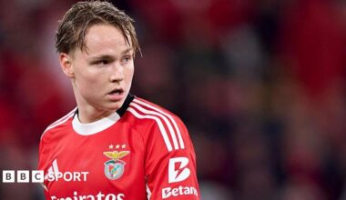 Andreas Schjelderup playing for Benfica