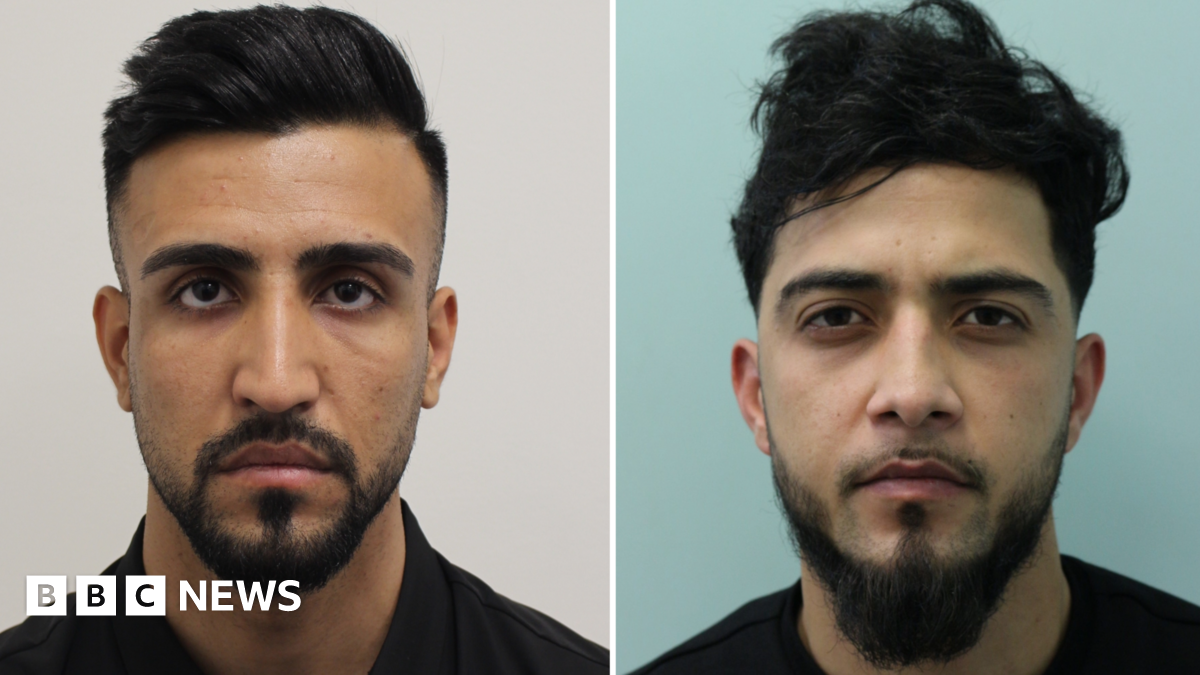 Two police photographs of the defendants - Mohammed Hotak on the left and Rahmat Mohammadi on the right. Both have dark hair and beards, as well as serious facial expressions.