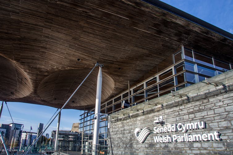 exterior shot of the Welsh Senedd building