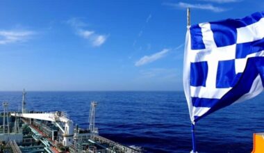 Greek flag on ship