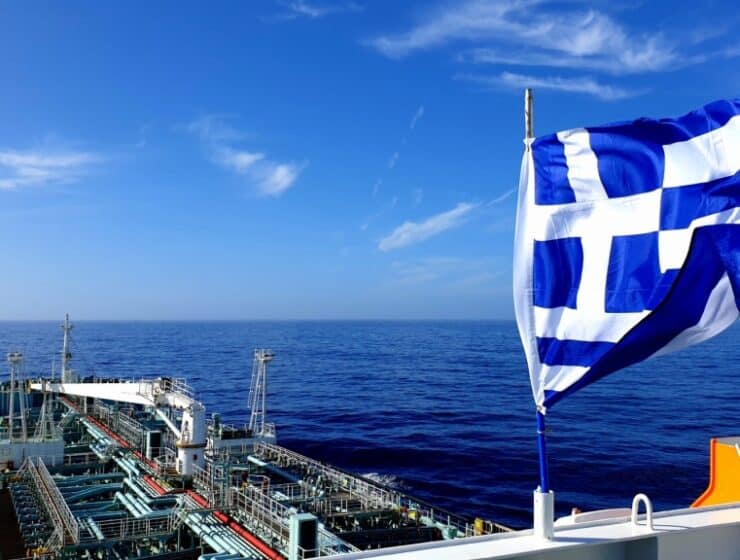 Greek flag on ship