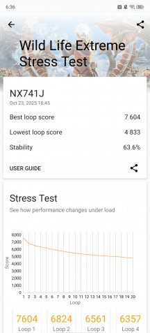 3DMark Wild Life stress test - nubia Z80 Ultra review