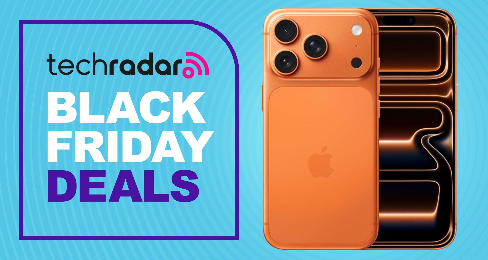 The iPhone 17 Pro on a blue deals background