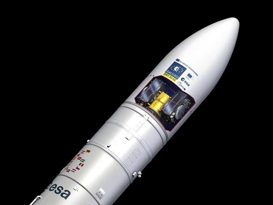 Artist's impression of Galileo satellites 33 and 34 on Ariane 6