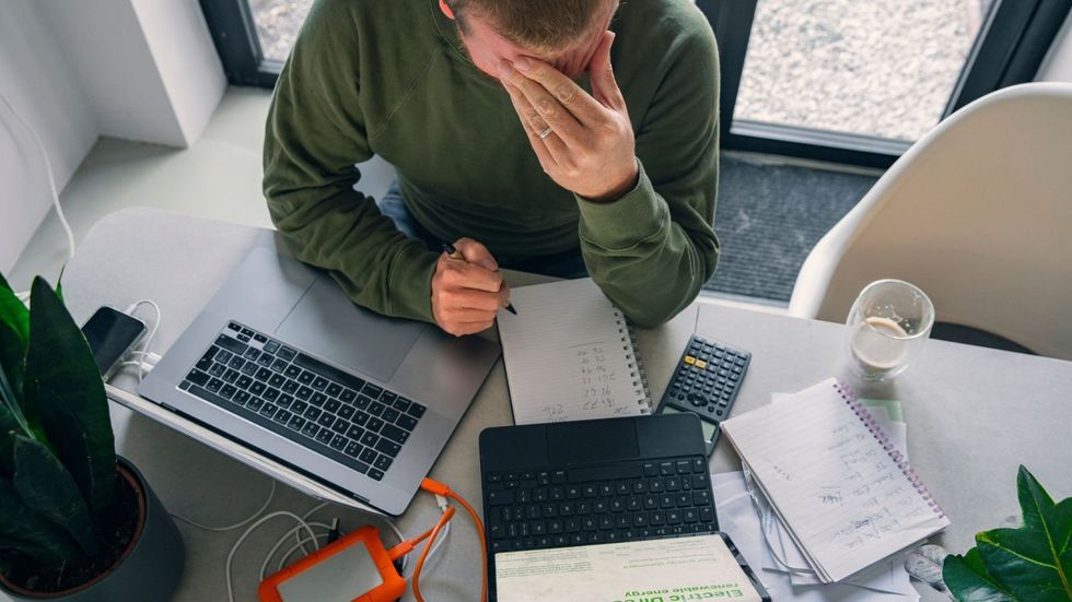 Man going through bill