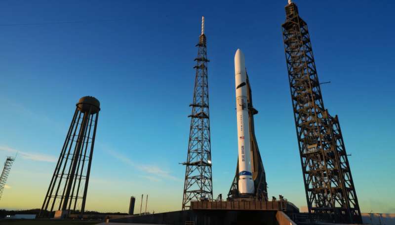 Blue Origin’s New Glenn rocket photographed at an integrated tank test at Cape Canaveral Space Force Station in 2023. It launched for the first time in January 2025. ESCAPADE will be carried into space on its second launch in early November. Credit: Rob Lillis/UC Berkeley NASA's ESCAPADE mission to Mars—twin satellites dubbed Blue and Gold will launch in early November