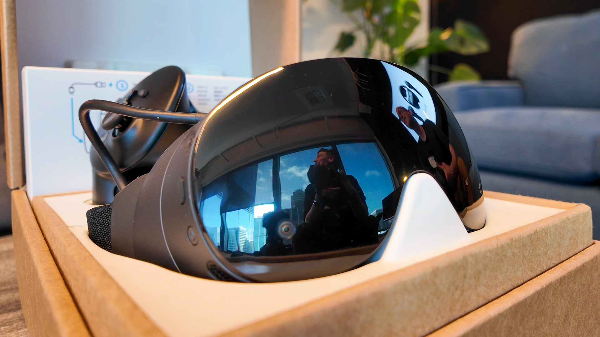 Hands-on with Valve's new VR headset, the Steam Frame, during an interview at Valve HQ in Bellevue, Washington.