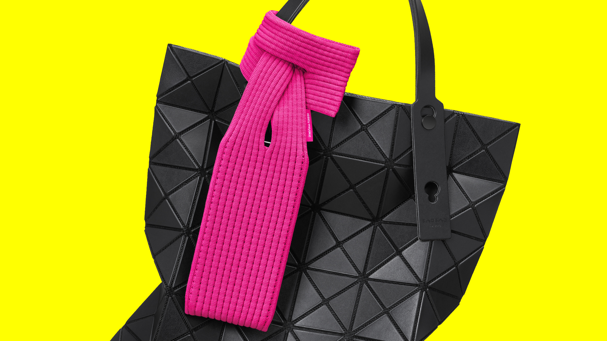 The iPhone Pocket accessory on a yellow background