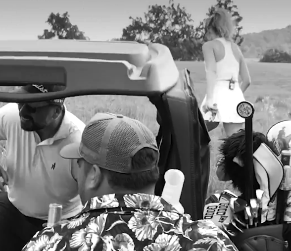 Footage of Paige Spiranac flattening grass 