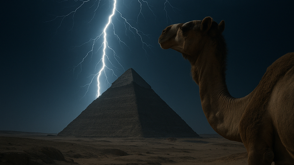 A camel at night
