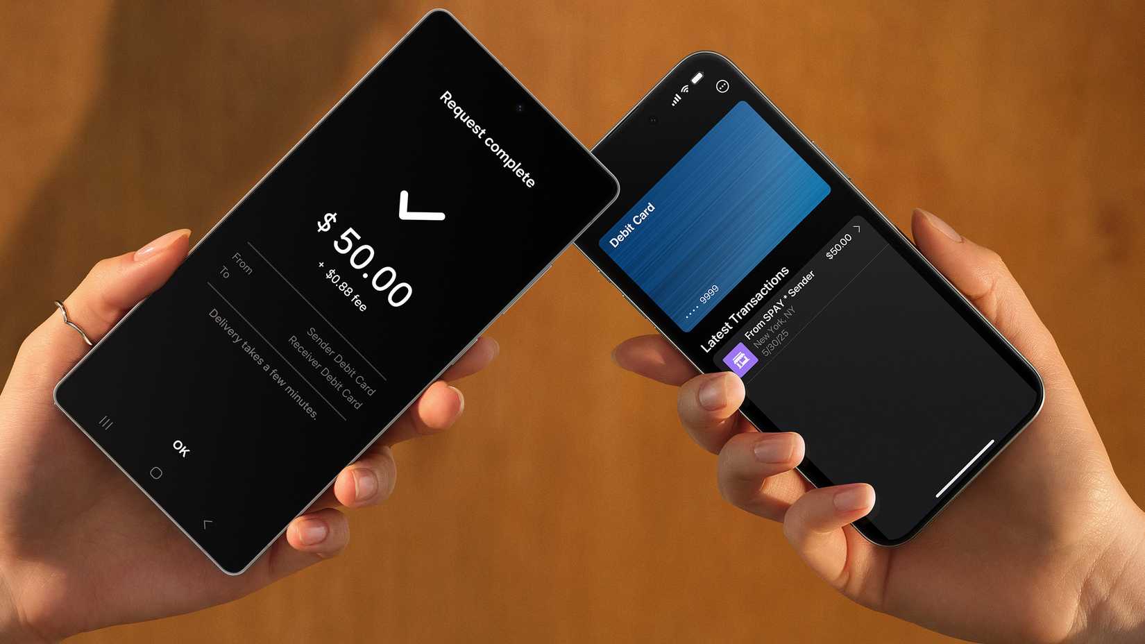 Image showing a phone transfering money using Samsung Wallet