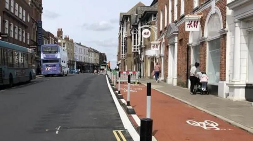 Head Street cycle lane in Colchester (Essex County Council)