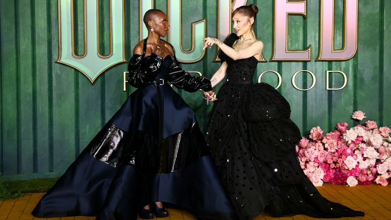 Ariana Grande and Cynthia Erivo at the London premiere for Wicked: For Good