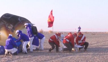 The capsule landed in the Gobi Desert. Pic: AP