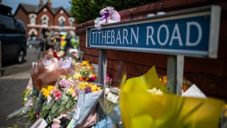 Flowers and messages left near the scene of the attack. Pic: PA