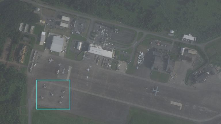 F-35's fighter jets at José Aponte de la Torre Airport Puerto Rico. Credit - Maxar