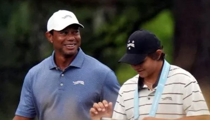 Woods with his son Charlie