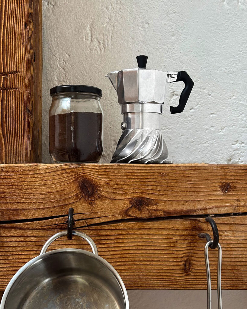 turbo moka's helical spiral design reinvents the iconic coffee pot for energy efficiency