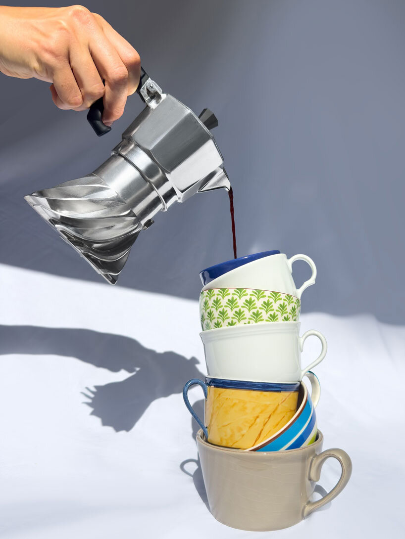 turbo moka's helical spiral design reinvents the iconic coffee pot for energy efficiency