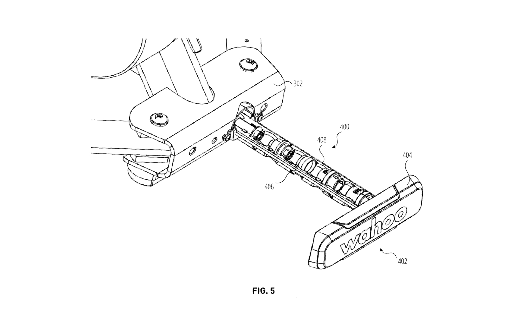 A patent drawing of a wahoo smart trainer with an inbuilt drawer