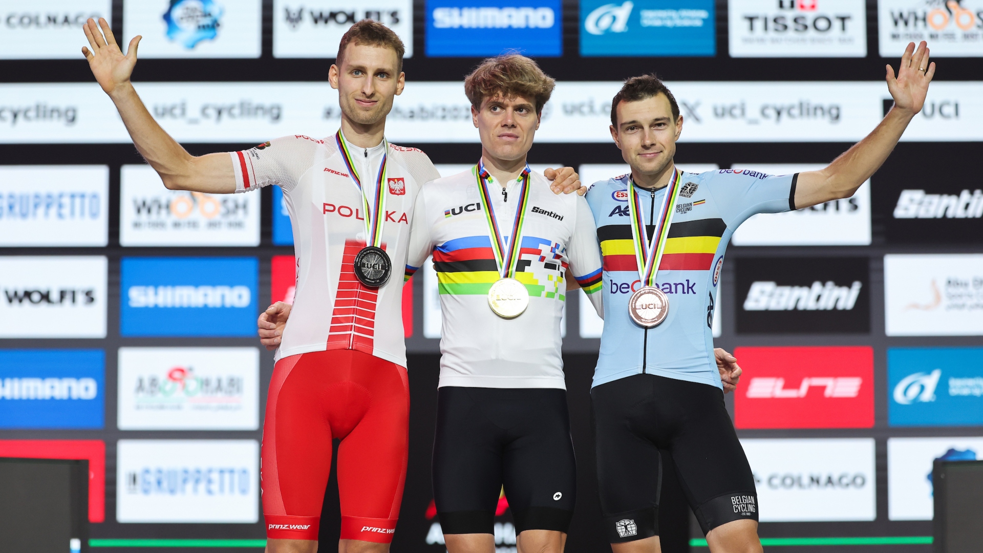 Podium of the 2025 UCI Cycling Esports World Championships