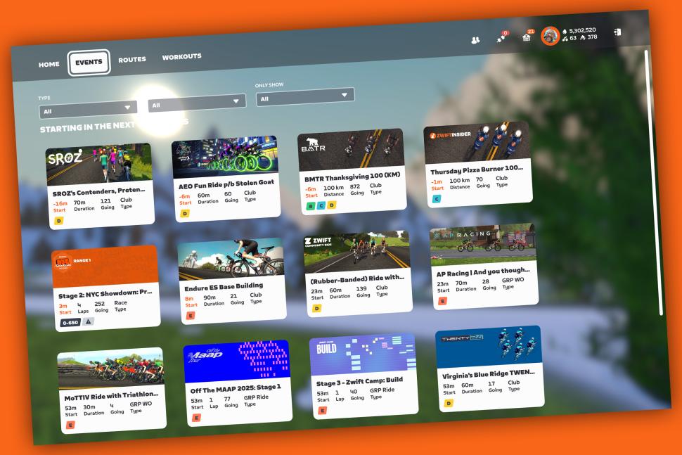 Zero to Zwift app events