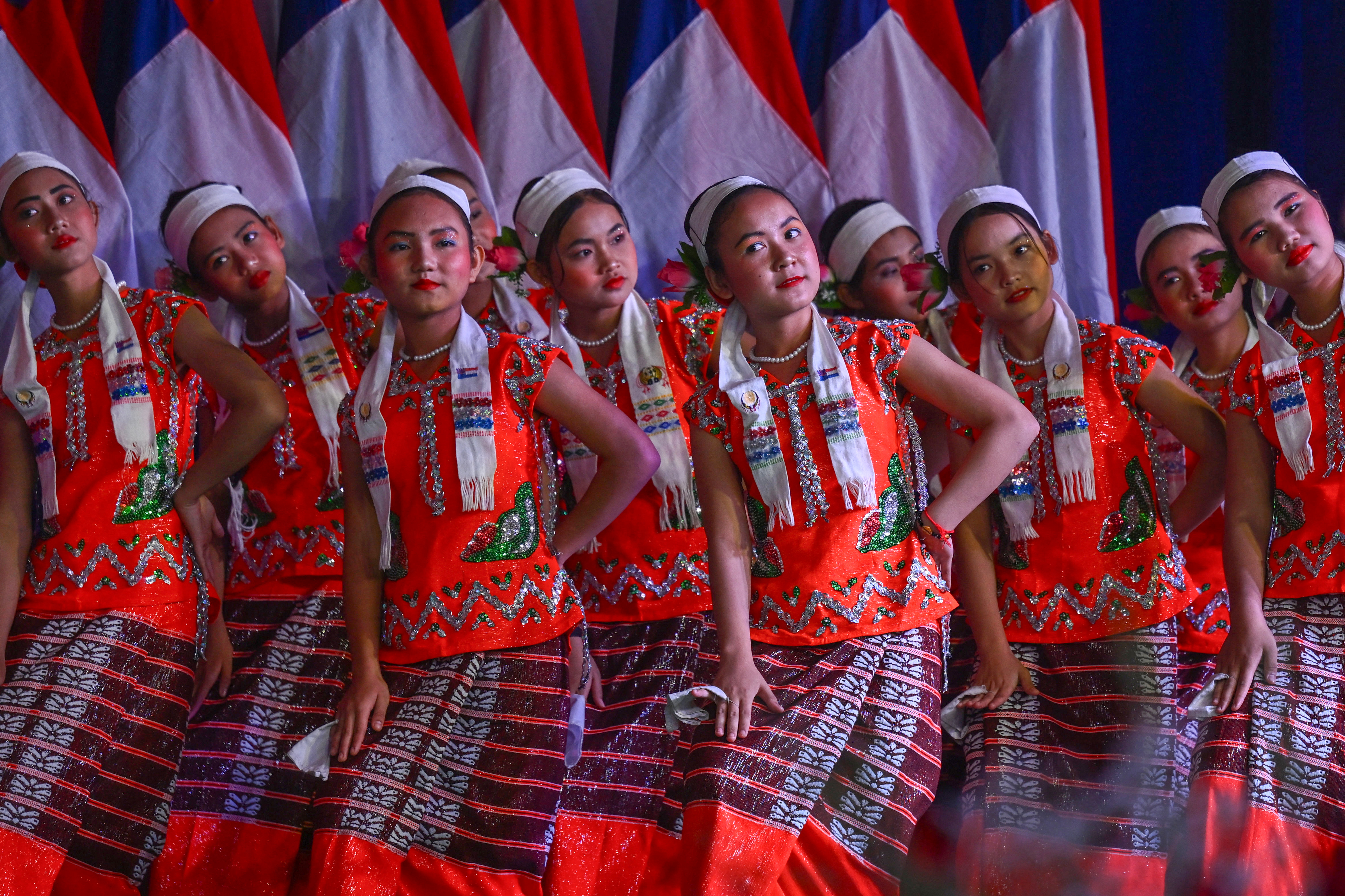 Members of the Karen community perform a traditional dance during celebrations for the Karen New Year.