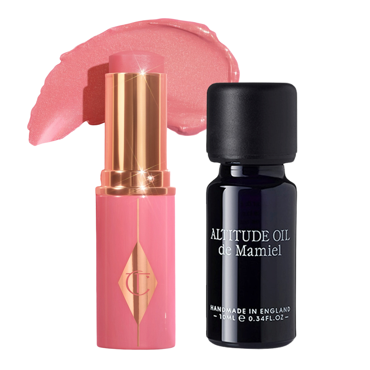 Charlotte Tilbury Pinkgasm Beauty Light Wand and de Mamiel Altitude Oil.