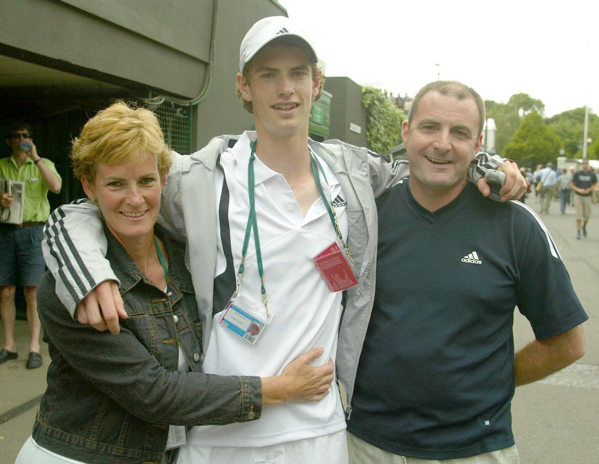 Andrew Murray with his parents, Judy and Will, at The Lawn Tennis Championships.