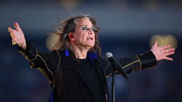 INGLEWOOD, CA - SEPTEMBER 08: Singer Ozzy Osbourne performs at halftime during the NFL game between the Buffalo Bills and the Los Angeles Rams on September 8, 2022, at SoFi Stadium in Inglewood, CA. (Photo by Brian Rothmuller/Icon Sportswire via Getty Images)