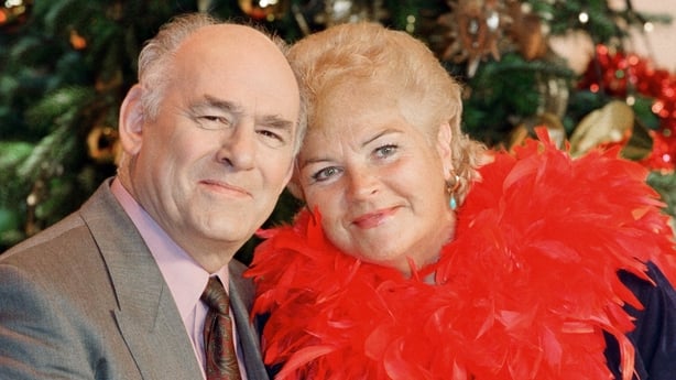 EastEnders stars Tony Caunter and Pam St Clement, pictured during the BBC's Christmas photocall in November 1995 