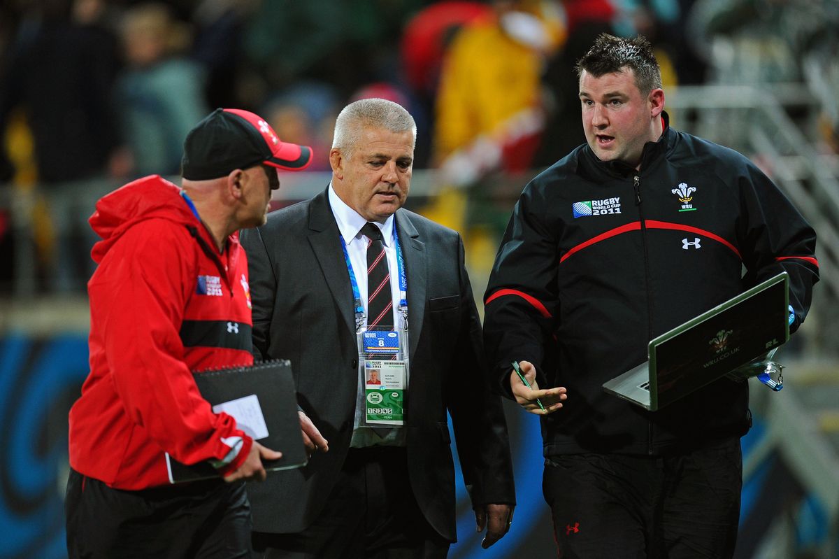 Rhys Long, right, with Warren Gatland 
