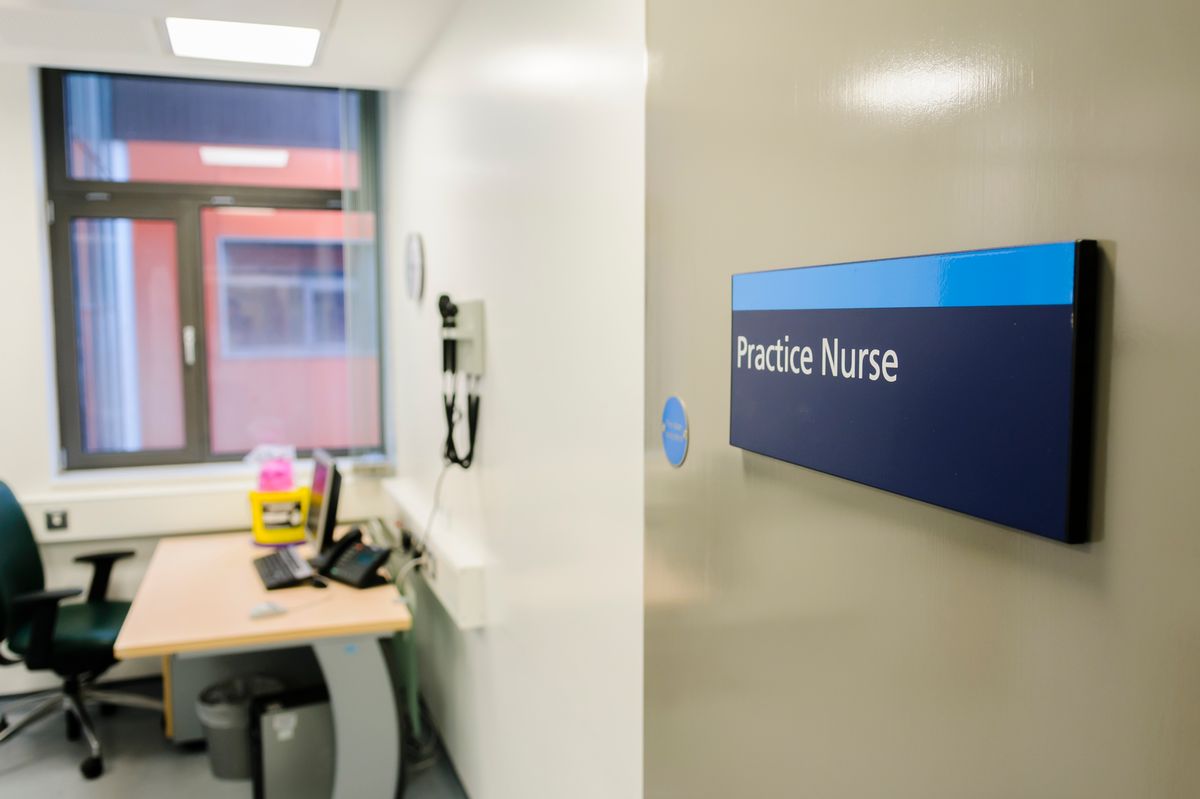 Door into the consulting room for a Practice Nurse in a GP Surgery