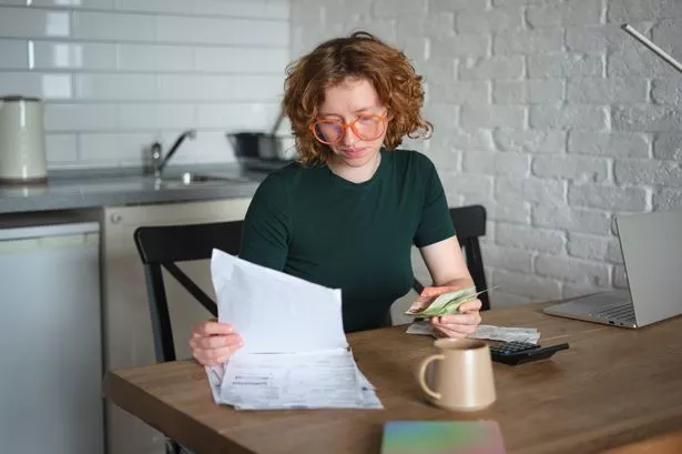 Young girl looking at finances