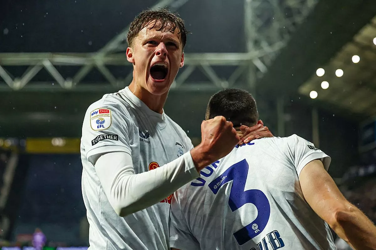 PRESTON, ENGLAND - OCTOBER 24: Preston North End's Harrison Armstrong celebrates his side's third goal during the Sky Bet Championship match between Preston North End and Sheffield United at Deepdale Stadium on October 24, 2025 in Preston, United Kingdom. (Photo by Alex Dodd - CameraSport via Getty Images)