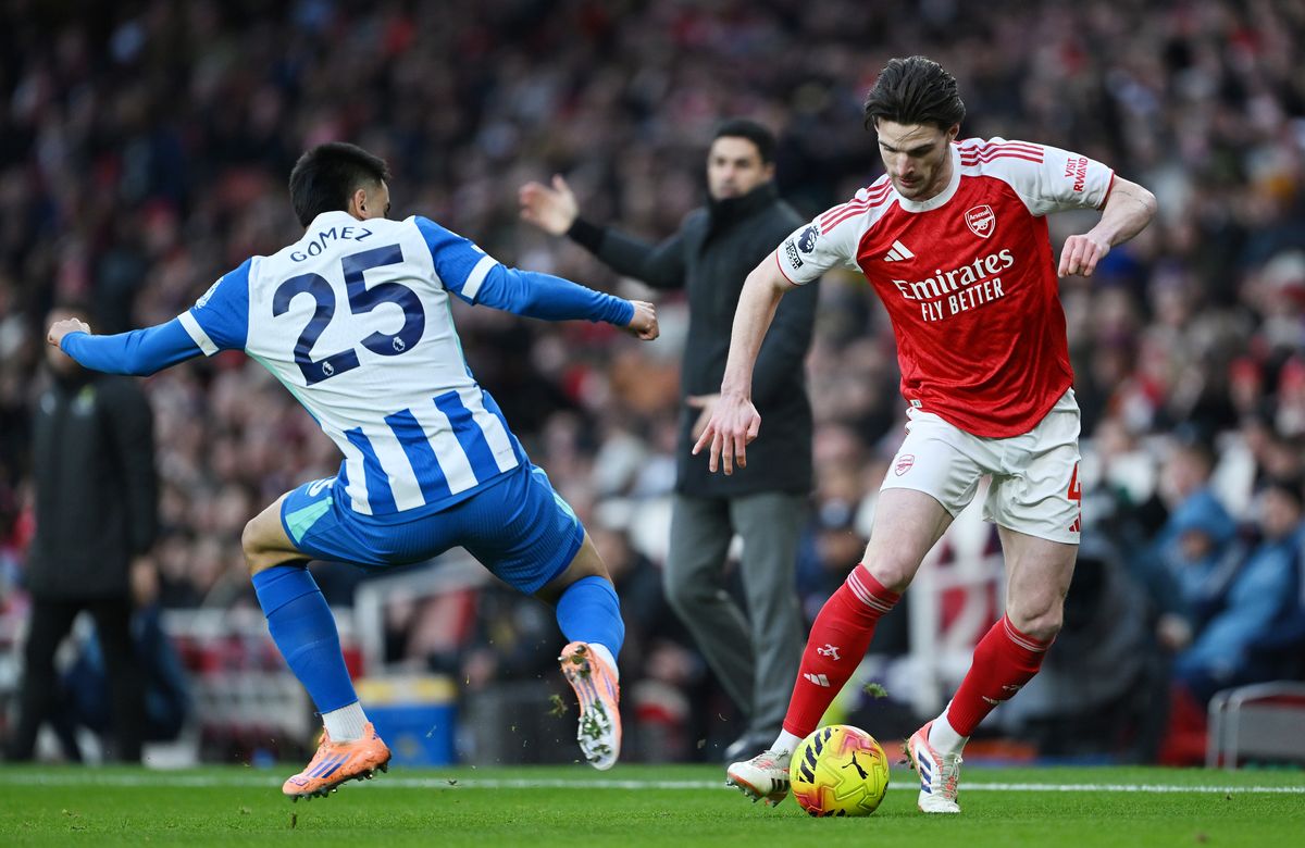 Declan Rice filled in at right-back for Arsenal vs Brighton