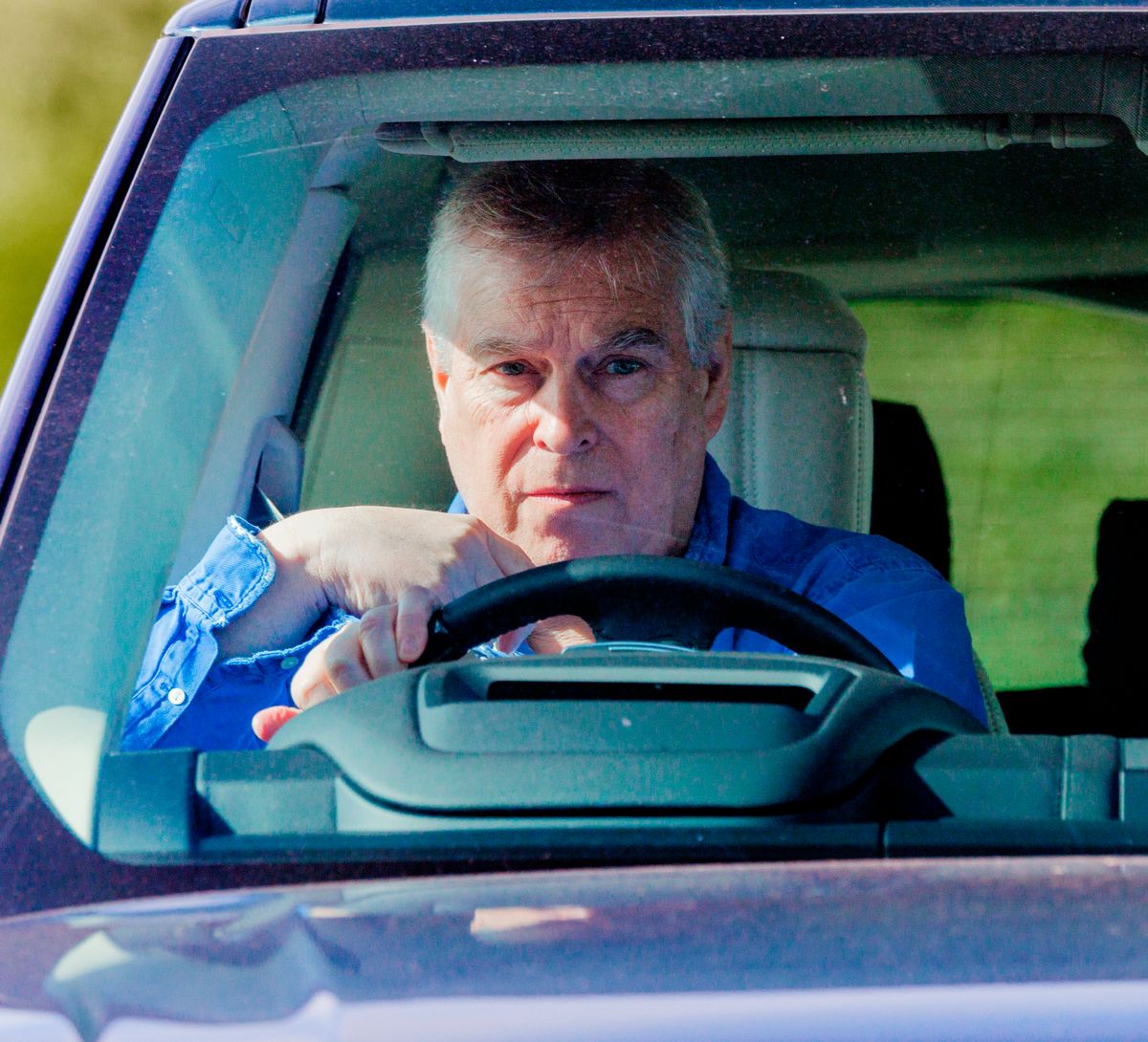 PRINCE ANDREW DRIVING TO WINDSOR CASTLE TODAY