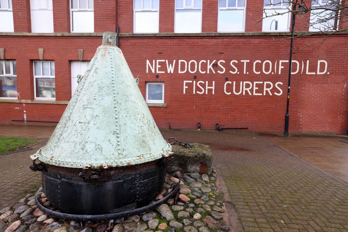 A Fleetwood Harbour buoy outside the New Docks Fish Curers building in Fleetwood
