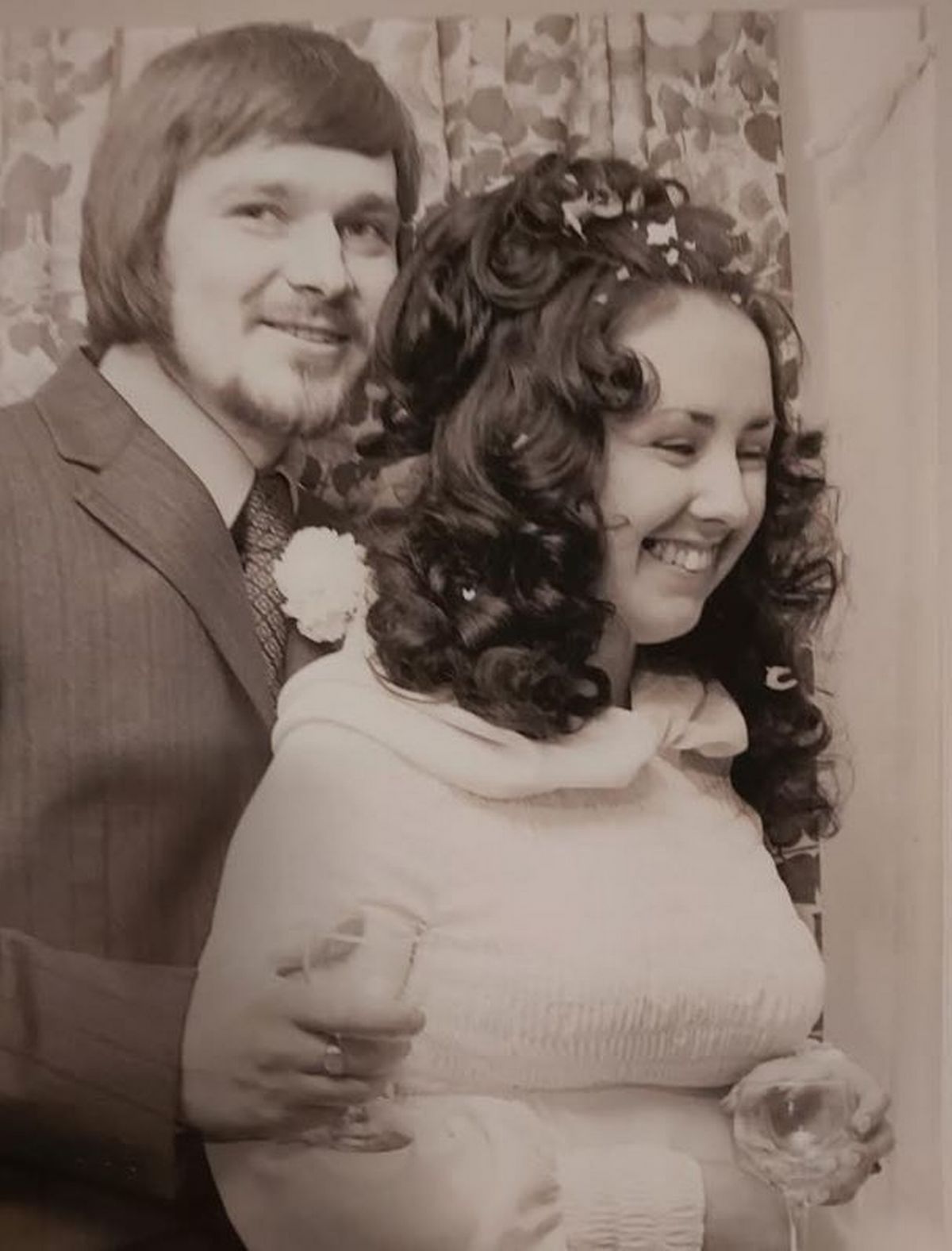 A young couple on their wedding day