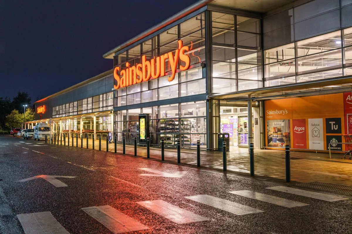 The entrance to a large Sainsbury's store 