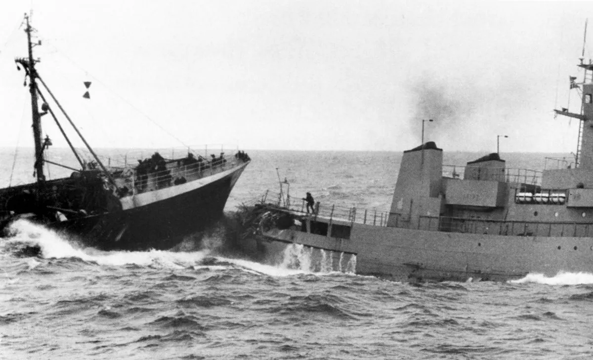 Working on trawlers during the Cod Wars in February, 1976