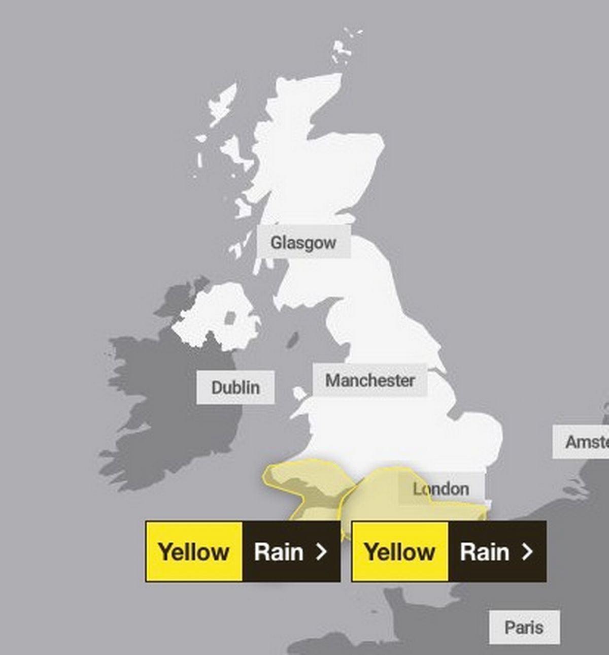 Weather warnings for Thursday 18 December