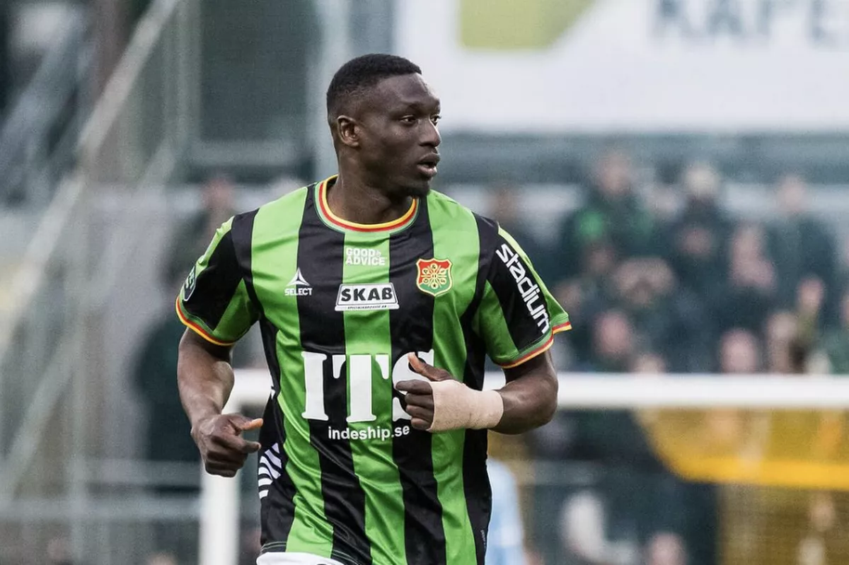 Ibrahim Diabate celebrates scoring for GAIS