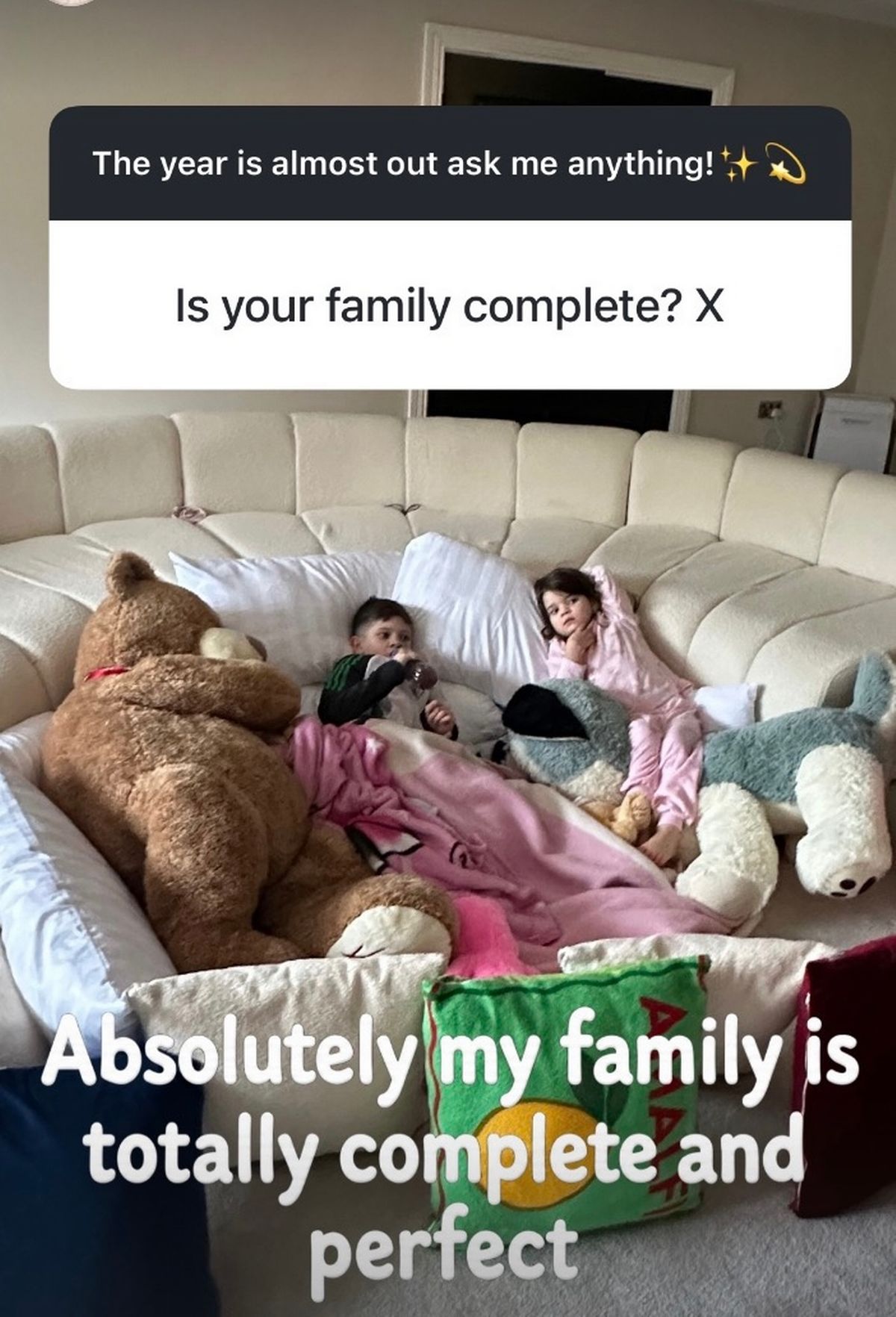 Danielle said her family was 'totally complete and perfect'