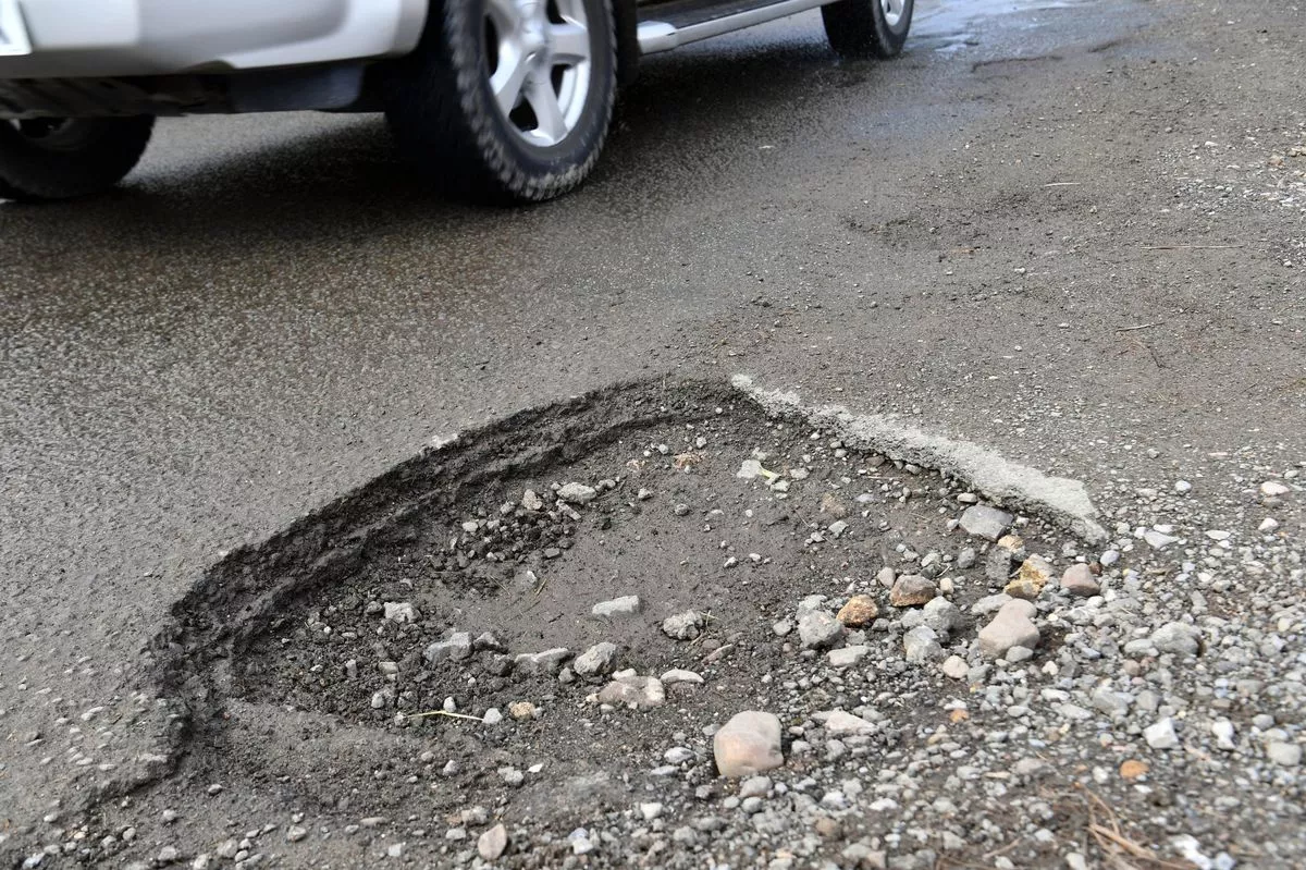 A pothole on a road