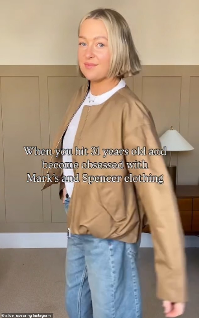 UK-based Alice Spearing (pictured) took to Instagram to tell her followers that she is 'obsessed' with M&S clothes