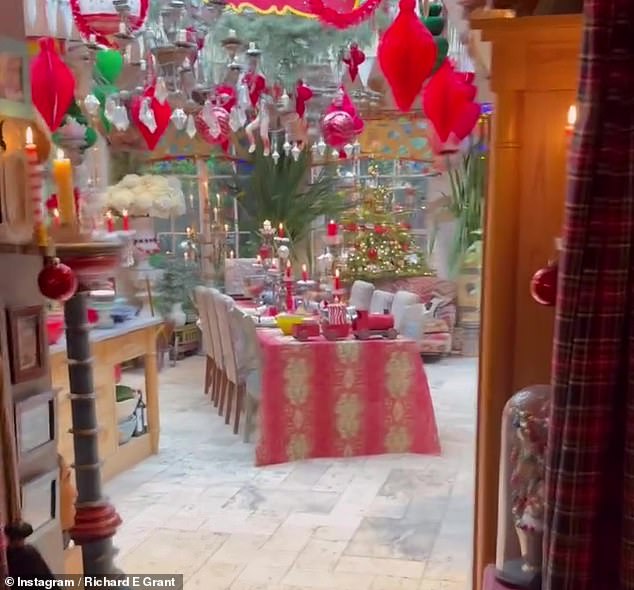 Richard added: 'Drinks at the ready, food all prepped and the delight of having a pre-Christmas feast with American friends who are leaving this weekend'