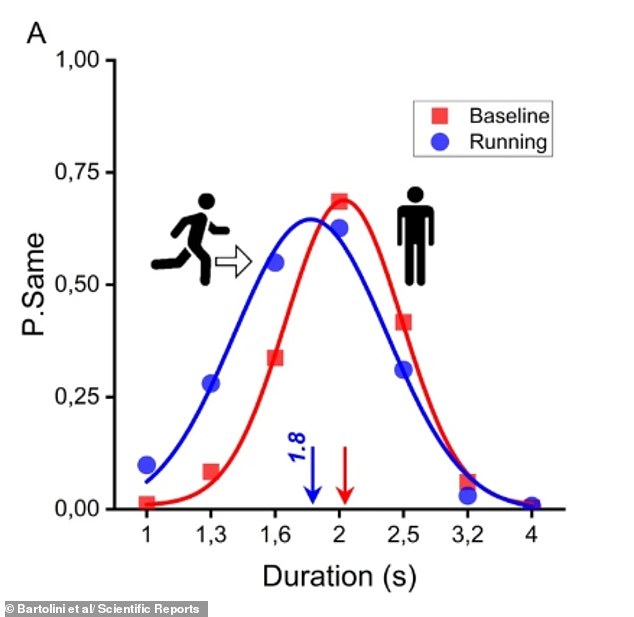 The study found that compared to standing still, participants overestimated how quickly time passed when they were running